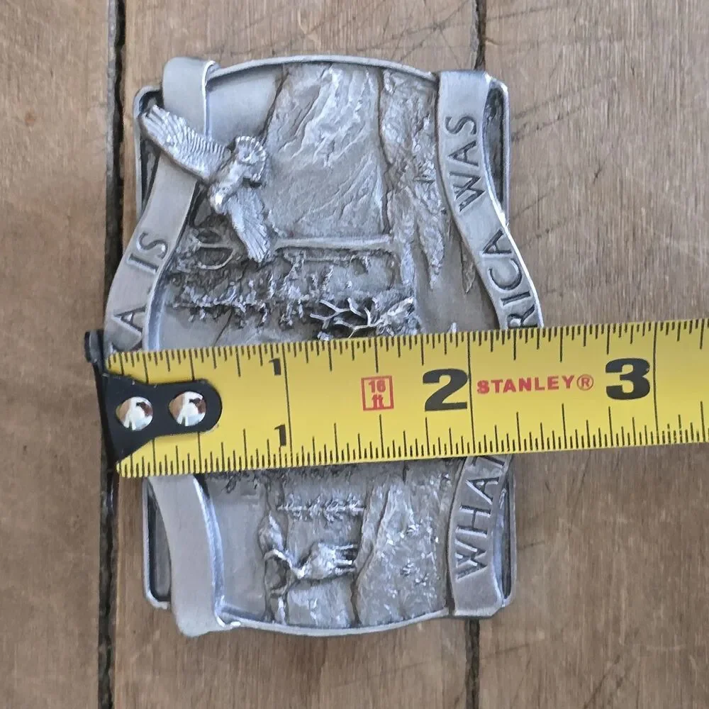 Alaska Is What America Was Belt Buckle Pewter 1981 Siskiyou / Bergamot Brass